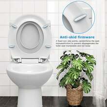 Asiento de inodoro de cierre lento, asiento de inodoro redondo con asiento de entrenamiento integrado para niños pequeños, cierre suave, parachoques apretados, accesorios de fijación rápida, fácil de - Blanco - Ver 6