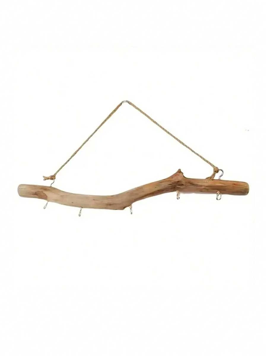 2/1pc Rustic Wooden Driftwood Hook, Wall-Mounted Branch Hanger Rack, Hanging Jewelry Organizers With 5 Hooks, Country Style, For Small Items & Keys, Home Kitchen Storage Accessory, Utility Hooks Home Bathroom Decor Bathroom Organizer Fall Decor Back To School
