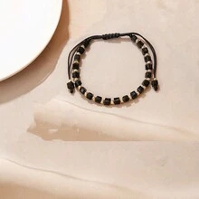 1pc Minimalist Square Beaded Handmade Bracelet, Glass Bead Bracelet, Unisex Daily Wear Jewelry, Couple Bracelet - Multicolor - View 3