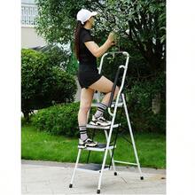 4 Step Ladder Folding Stool Non Slip Tread Steel Foldable Home DIY With Handrail - 4 Step With Handrail - View 3