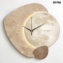1pc 2D Flat Planet Surface Texture & Color Block Silent Wall Clock, Super Quiet Quartz Movement, No Ticking Sound, Suitable For Decorating Living Room, Bedroom, Office, Kitchen And Cafe, Perfect Decorative Gift For Friends And Family, Home Decor, Back To School Room Decor, Study Supplies - Multicolor - View 3