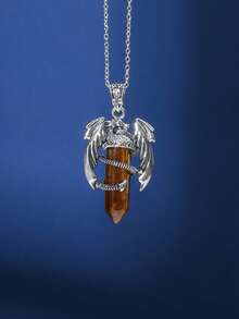 1pc Minimalist Women's Necklace With Artificial Crystal Hexagon & Spiraling Dragon Design, Suitable For Daily Wear And As A Gift For Friends And Valentine's Day - Multicolor - View 10