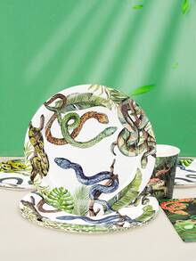 Bộ đồ trang trí tiệc chủ đề rắn (10 món/50 món/80 món), đồ dùng sinh nhật chủ đề bò sát, đĩa giấy, cốc, khăn ăn, bộ đồ ăn cho bữa tiệc sinh nhật chủ đề rắn, rừng rậm, đầm lầy, cắm trại, hoang dã. - Nhiều màu - Xem 6