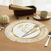 1/4/6pcs Middle East Festival Series Golden Hollowed-Out Carved Crescent Moon And Star-Shaped Decorations, Paired With Golden Lanterns Glowing With Warm Light - Multicolor - View 4