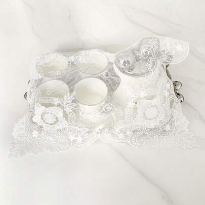 1pc White Artistic Floral Embroidered Napkin, Suitable For Weddings, Valentine's Day, Eid Al-Fitr, Ramadan And More Occasions