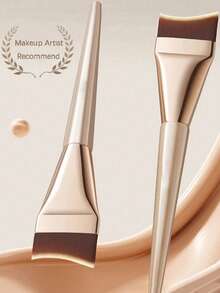 2pcs Makeup Brushes, Thin Angled Face Powder Brush, Seamless Korean Style Concealer Flat Top Foundation Brush, High Quality PBT Fiber, Dense Bristles, Brush Set, Makeup Brush Set, Makeup Gift Set - Multicolor - View 2