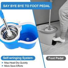 Spin Mop And Bucket, Mop And Bucket With Wringer Set For Home, 360 Spinning Mop Bucket Floor Cleaning Tool With 3 Microfiber Mop Replacement Head Refills, 61" Extended Handle For Floor Cleaning Home(Blue) - 藍色 - 查看 9