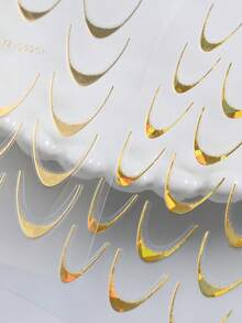 8张3D法式美甲贴纸，3D自粘金银红激光条纹法式线条转印贴纸，曲线美甲设计，闪粉引导条纹美甲配件，女士DIY美甲装饰 - 彩色 - 查看 6