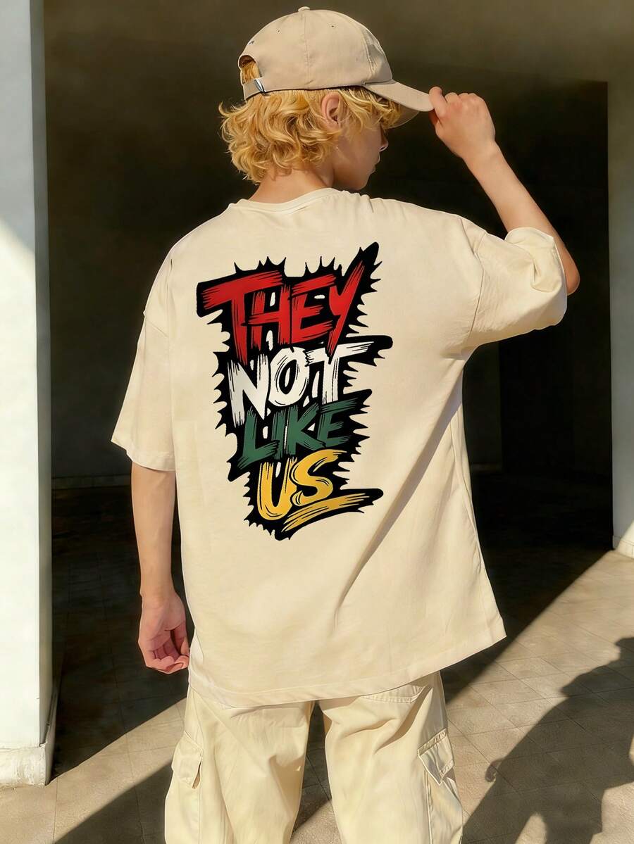 Boys' Casual Graphic Round Neck Short Sleeve T-Shirt, Suitable For Summer Student Wear, Children's Wear - Cool English Letter T-Shirt, Bringing Joy To Every Child! Graphic Tee, Boys' Clothing - Apricot - View 1