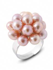 1pc Vintage Popcorn Cultured Pearl Adjustable Open Ring, 15pcs 6-7mm Pearls For Women - Ring - View 3