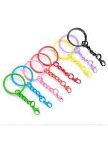 5/10/20/30件套彩色钥匙扣套装，金属圆形开口钥匙圈带龙虾扣，工艺吊坠DIY配件