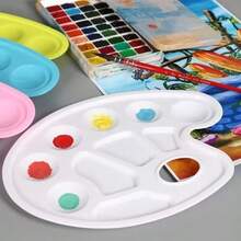 1pc 10-Well Plastic Palette - Durable White Art Mixing Tray With Round Indents, Suitable For Gouache, Acrylic And Watercolor Paints, Ideal For Artists And Hobbyists, Painting Supplies, Art Supplies | Contemporary Aesthetics | Sturdy Plastic - Multicolor - View 2