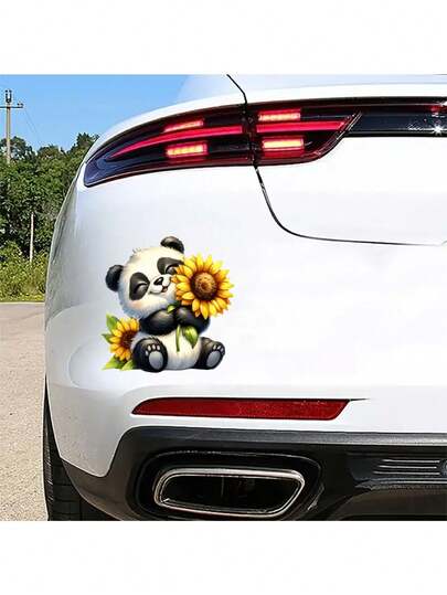 Cartoon "Chrysantheme und Panda Nationalschatz" süßes Tier Thema Auto Aufkleber, geeignet für LKWs, Autos, Laptops, kratzfest und wasserfest