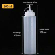 1pc Squeeze Sauce Bottle! Leak-Proof Design + Clear Measurement Scale, With Lid Seasoning Bottle, Suitable For Grilling, Salad And Baking - Multicolor - View 7