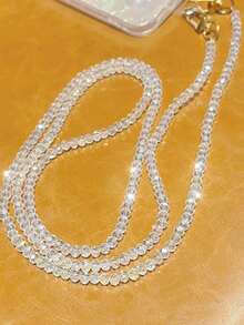 1pc Handmade Transparent Colorful Shiny Crystal Beaded Chain, Suitable For Phone Straps, Bracelets, Shoulder Straps, Compatible With Bags Compatible With Android And Most Smartphone,Gifts For Mother, Family, Friends, Birthday, Holiday Phone Chain - Clear - View 4