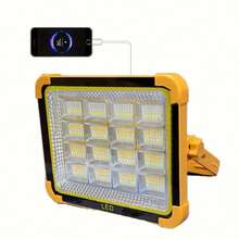 192 LED Solar Outdoor Wall Light, Extra Large Portable Camping Lamp - Built-In High Capacity Rechargeable Battery, 4 Lighting Modes LED Floodlight, Suitable For Camping, Emergency Power Outage, Car Repair, Garage And Outdoor Activities, Camping Gear - 橘色 - 查看 11