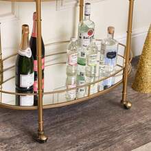 Gold Mirrored Oval Drinks Trolley - Initial - View 5