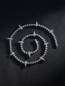 Men's Rhinestone Spiked Necklace, Diamond Tennis Chain, Cool Rapper Anime Hippie Claw Necklace, Halloween Costume Wakanda King Jewelry Gift