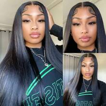 NATAN Elegant Short Bob Cut Synthetic Lace Front Wig For Women - 13x4 Lace Area, 180% Density, High Temperature Fiber, Straight Hair, Pre-Plucked Glueless Wig For Cosplay & Daily Use - Natural & Black - View 5