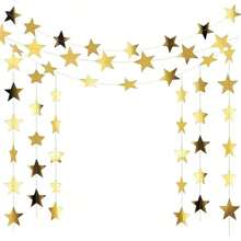 33pcs/Set Glitter Star Garland Decoration, Shiny Star String Bunting Backdrop, For Graduation Wedding Baby Shower Birthday Party Decorations (Gold), Back To School Valentine Day - Multicolor - View 5