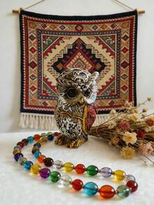 Vintage Carved Owl Decor - Bohemian Vintage Style Home Decoration For Living Room / Desk,Study, Housewarming / Holiday Gift, Small Home Accent - Multicolor - View 4