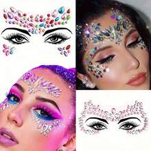 5/10/20pcs Facial Gem Stickers, Temporary Rhinestone Stickers For Celebrations And Parties, Party Decorations | Shiny Stickers Party Accessories, Costume Party Decor, Scrapbooking Supplies - Multicolor - View 6