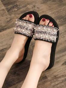 女士时尚平底凉鞋，混色串珠套脚拖鞋，复古女式凉鞋，休闲夏季沙滩度假鞋 - 彩色 - 查看 14