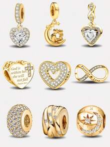 1 Stück modischer, funkelnder herzförmiger Perlenanhänger, geeignet für Frauen Armbänder, Armreifen DIY Schmuckherstellung und tägliche Accessoires, geeignet zum Tragen für Mädchen - Perlen - Übersicht 11