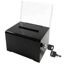 Acrylic Donation Box With Locks &Sign Holder Ballot Suggestion Box Voting Box - Black - View 7