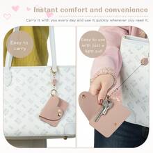 1 Set Retractable Keychain Lanyard With Cute Heart Shaped Keyring, And 1 Retractable Durable Card Holder Keychain Pouch - Multicolor - View 4