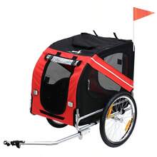 Aosom Dog Bike Trailer Pet Cart Bicycle Wagon Cargo Carrier Attachment For Travel With 3 Entrances Large Wheels For Off-Road And Mesh Screen - Red/ Black - Red1 - View 10
