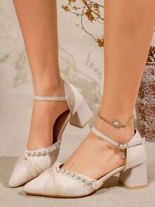 Dép xăng đan công sở cơ bản bằng da PU có khóa cài. - trắng - Xem 1