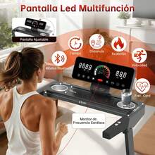 Caminadora Electrica Portatil, 2.0 HP Caminadora Plegable, Equipado con Pantalla Táctil LED y Altavoz Bluetooth, 12 Programas en Ejecución, Velocidad 1 a 12 Km/h, Soporte 120 Kg - Negro - Ver 5