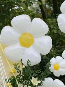 Bộ 12 quả bóng bay hình hoa cúc, màu trắng, cỡ lớn và nhỏ, thích hợp cho tiệc sinh nhật, kỷ niệm, đám cưới, tiệc mừng em bé, sự kiện và trang trí nhà cửa. - trắng - Xem 5