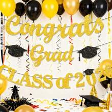 2026 Graduation Party Decorations - 2026 Graduate Banner - Congratulations Graduate Decorations, Glitter 2026 High School/College Graduation Party Supplies - Blue - View 4