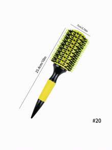 1 Peça/Conjunto Pente Brasileiro - Conjunto de Escovas de Cabelo Brasileiras de Alumínio Amarelo - Escova de Cerdas de Náilon e Cerdas de Javali para Todos os Tipos de Cabelo, Inclui Pente Desembaraçador de Cabelo com Cabo de Madeira, Pente para Cachos, Borla de Ar, Pente Quente em Formato de Pêra - Multicolorido - Visão 17