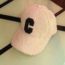 1 st unisex enfärgad bokstav C broderad fleece varm basebollkeps, streetwear mode sherpa höst/vinter fuzzy snapback-keps, par utomhussporter böjd brätte pappahatt - Flerfärgad - Visa 6