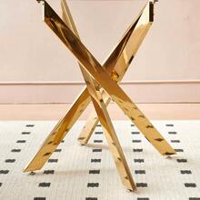 1+4,5pieces Dining Set, Table Metal Leg Mid-Century Dining Table For 4-6 People With Glass Table Top, Pedestal Dining Table, End Table Leisure Coffee Table - default - View 4