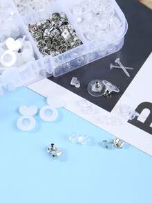 200/600个耳钉背扣，10种款式透明塑料耳钉金属橡胶硅胶耳钉背扣子弹头耳堵替换套装，适用于鱼钩耳钉、耳环 - Earring Backs - 查看 6