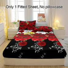 1件柔软透气的玫瑰图案床笠，舒适的床垫保护套，适用于卧室、客房和宿舍，床上用品罩（不含枕套）