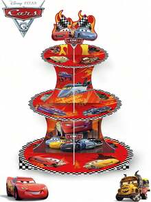 DOBBLE 汽车卡通人物赛车主题蛋糕架，生日派对用品 - 彩色 - 查看 5