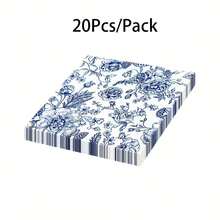 Bộ 20/60/100 khăn ăn họa tiết hoa cổ điển, chất liệu sứ xanh trắng, lý tưởng cho đám cưới, sinh nhật, tiệc ngoài trời - hoàn hảo cho nhà hàng, nhà bếp, quán cà phê, trang trí hoa. - màu xanh da trời - Xem 8