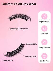 【2片/4片装】3D立体纤长假睫毛，多层卷翘黑色羽毛效果，打造自然蓬松妆容 - 黑色 - 查看 6