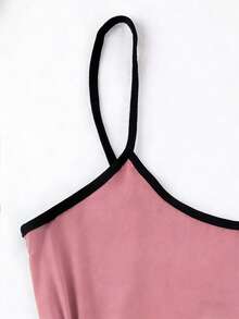 3pcs Valentine's Day Gift Set: Cute Cartoon Print Ruffle Trim Women Knitted Camisole Nightgown Sleepwear Set - Multicolor - View 4