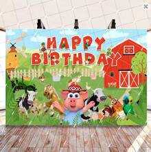 Cartoon Zenon Farm Themed Birthday Party Supplies, Photo Backdrop, Party Banner Poster, Photography Props For Photo Studios. 01 - C - Xem 1