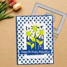 Creative Grids And Flowers Metal Cutting Dies, DIY Scrapbooking Album And Embossing Stencil, Greeting Card Making Tool, Card Paper Cutting Crafts ,Gift Card Making Template Die Cuts. - Silver - View 8