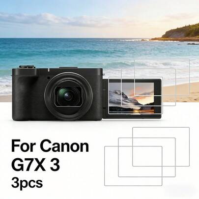 3pcs 0.3mm Ultra-Thin 9H Hardness Tempered Glass Screen Protector For Canon G7X3 Camera, Anti-Scratch, Anti-Fingerprint, Not Waterproof