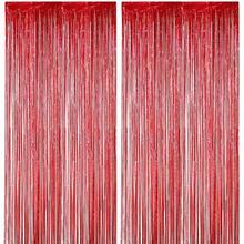 1/2 件闪亮红色金属丝流苏帘，派对装饰流苏帘，箔片流苏帘，婚礼派对装饰，新娘送礼会礼物，生日派对背景，性别揭晓派对用品，节日庆典，家居装饰，悬挂装饰，摄影背景，周年纪念，节日派对装饰 - 鮮紅色 - 查看 9