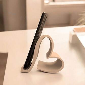 1pc Heart-Shaped Phone Stand, 3D Printed Universal Mobile& Tablet Holder, Multi-Color Elegant Desktop Organizer For Home, Office, Party Decor| Creative Gift For Valentine Day, Christmas, No Power, New Year& Digital Lovers.