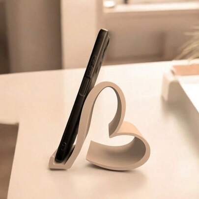 1pc Heart-Shaped Phone Stand, 3D Printed Universal Mobile& Tablet Holder, Multi-Color Elegant Desktop Organizer For Home, Office, Party Decor| Creative Gift For Valentine Day, Christmas, No Power, New Year& Digital Lovers.